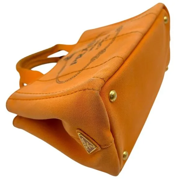 Prada Orange Canvas Small Canapa Tote Bag - Picture 4 of 10